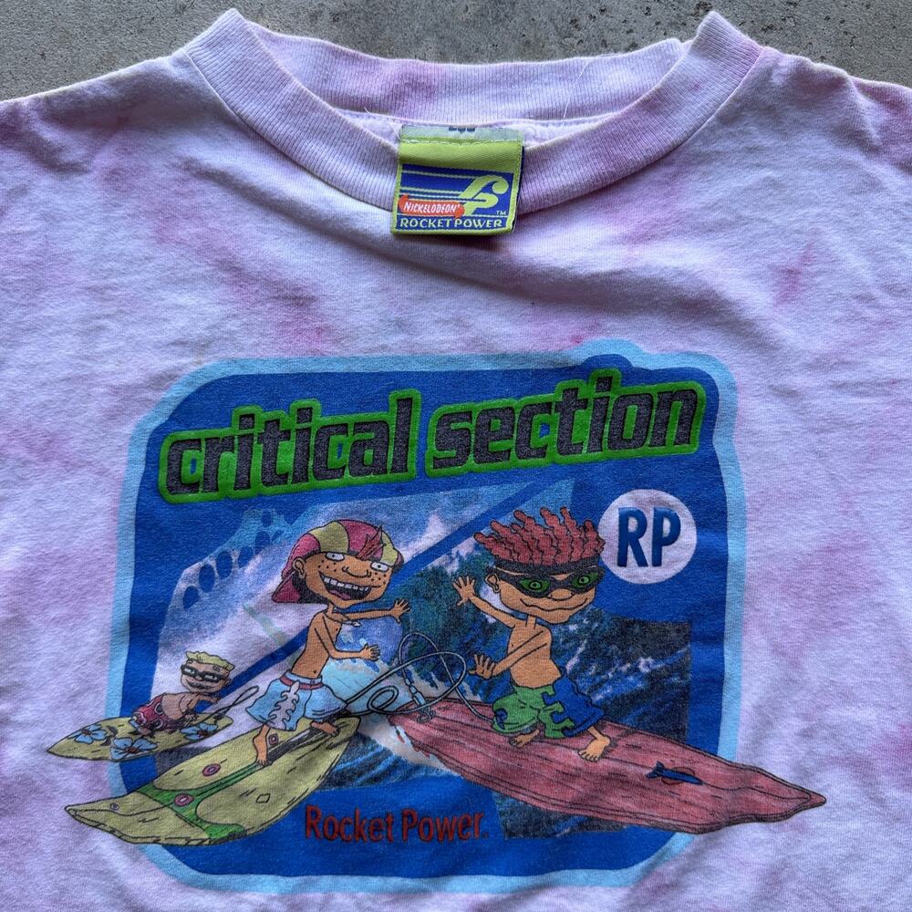 Vintage 2001 Rocket Power Tie Dye Nickelodeon Tee Kids M Y2K Rare